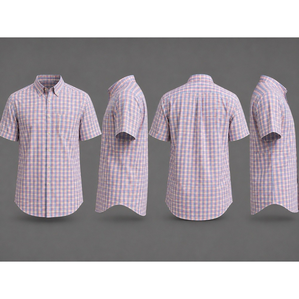 Alan Flusser Shirt Mens MEDIUM Multicolor Plaid 100% Cotton Button-Down Classic